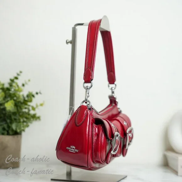 Coach CBJ01 Ashton Leather Shoulder Bag Crossbody in Dark Cardinal - Picture 3 of 11